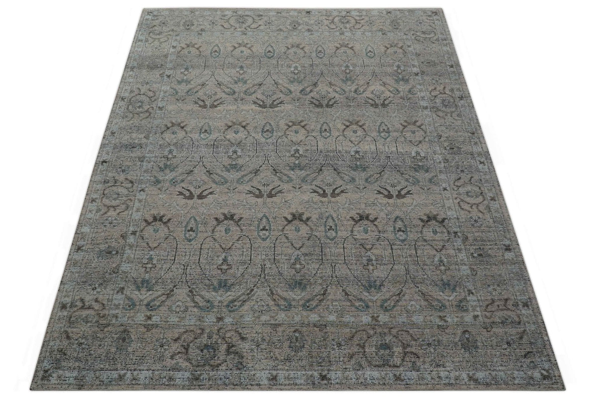 Crown Custom Made Traditional Design Pink Hand Knotted Wool Rug.
