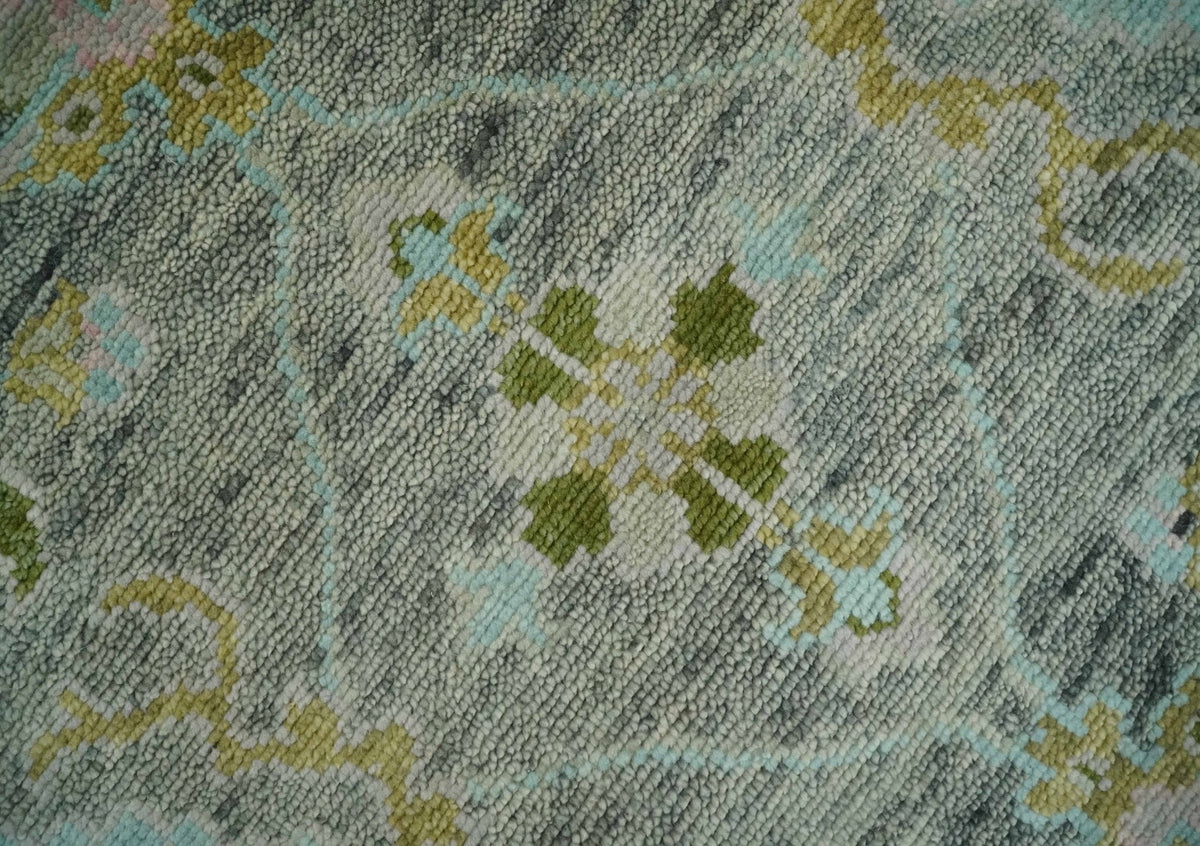 Custom Made Hand Knotted Moss Green Gray and Green Oriental Oushak Multi Size Traditional Wool Area Rug.