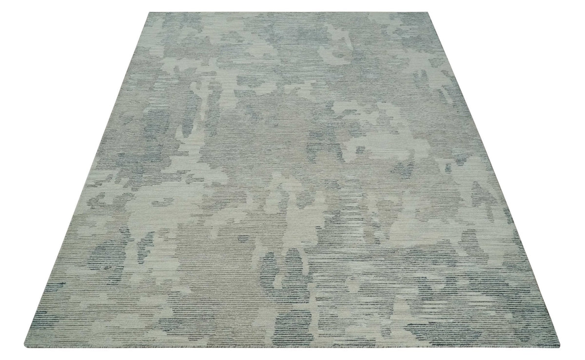 Custom Made Hand Tufted Ivory, Beige and Charcoal Modern Abstract Design Rug.