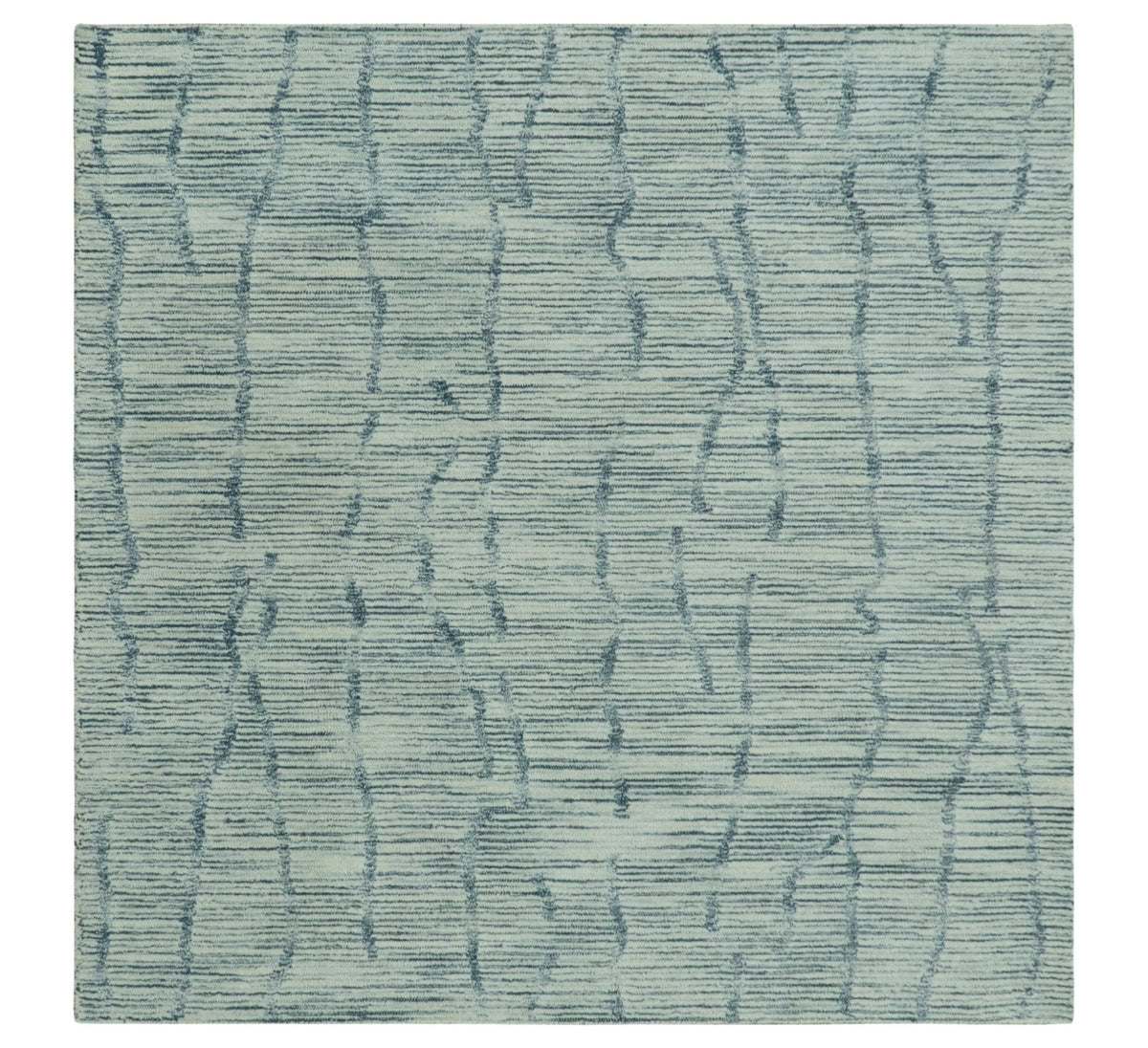 Custom Made Hand Tufted Multi Size Woolen Modern Ivory and Blue Area Rug.