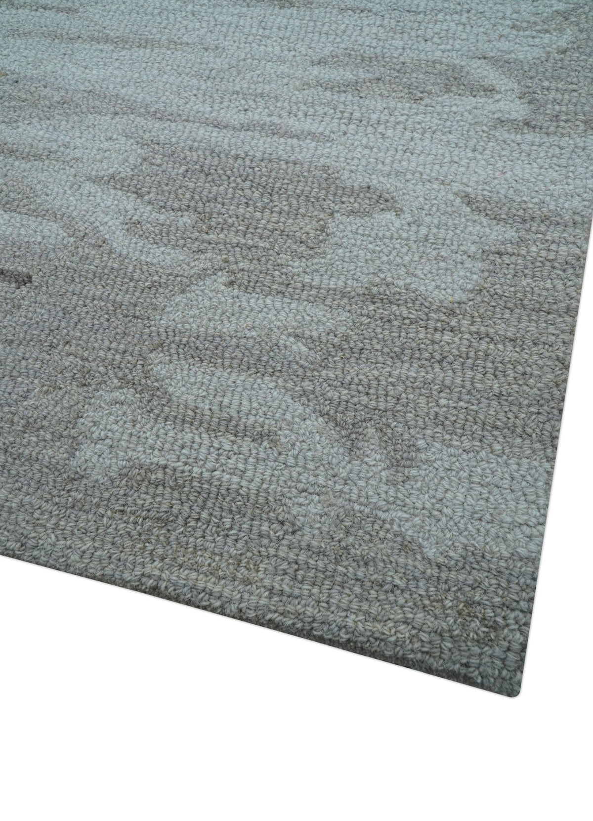Custom Made Modern Abstract Silver And Blue Hand Tufted Wool Rug.