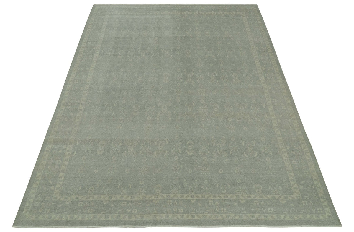 Custom Made Silver Traditional Silver Hand Knotted Wool Rug.