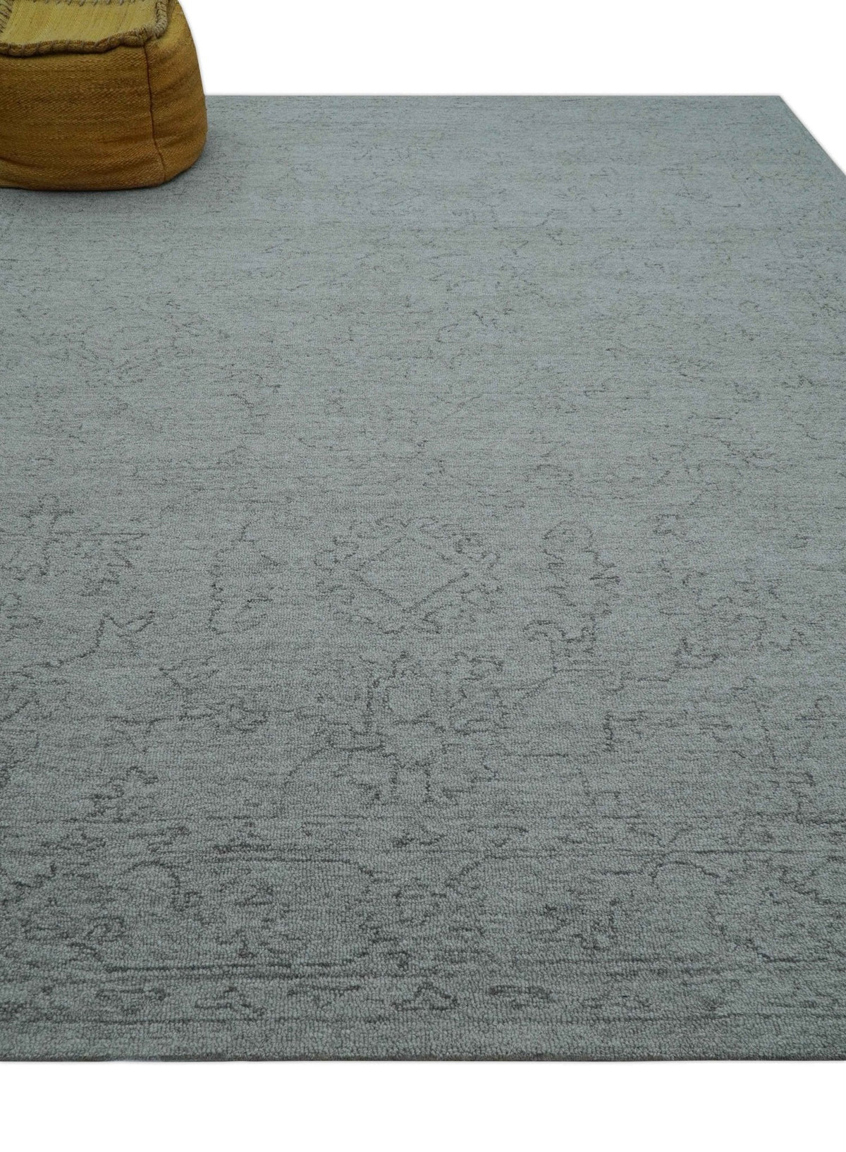 Custom Made Traditional Transitional Gray Hand Tufted wool rug.