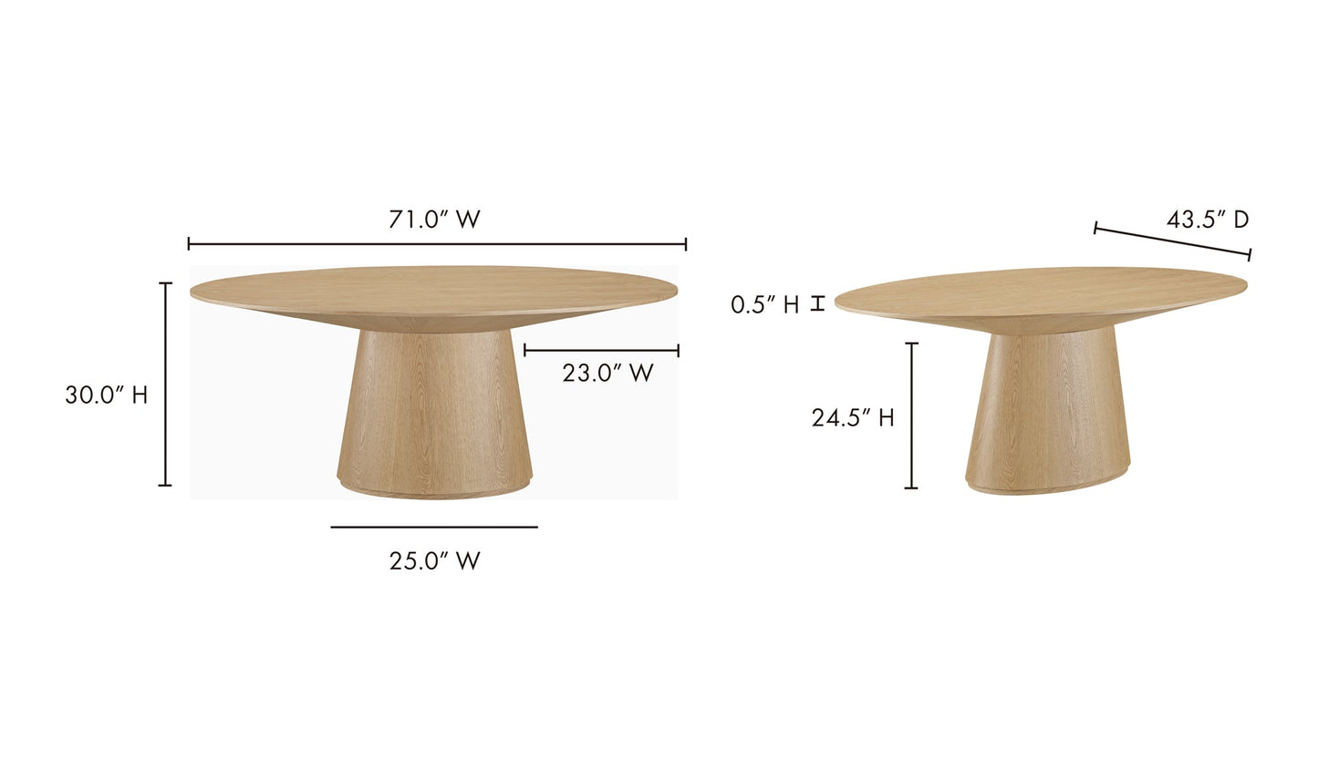 Moe's Home Collection Dining Table Otago Oval Dining Table Natural Oak Otago Oval Dining Table Natural Oak