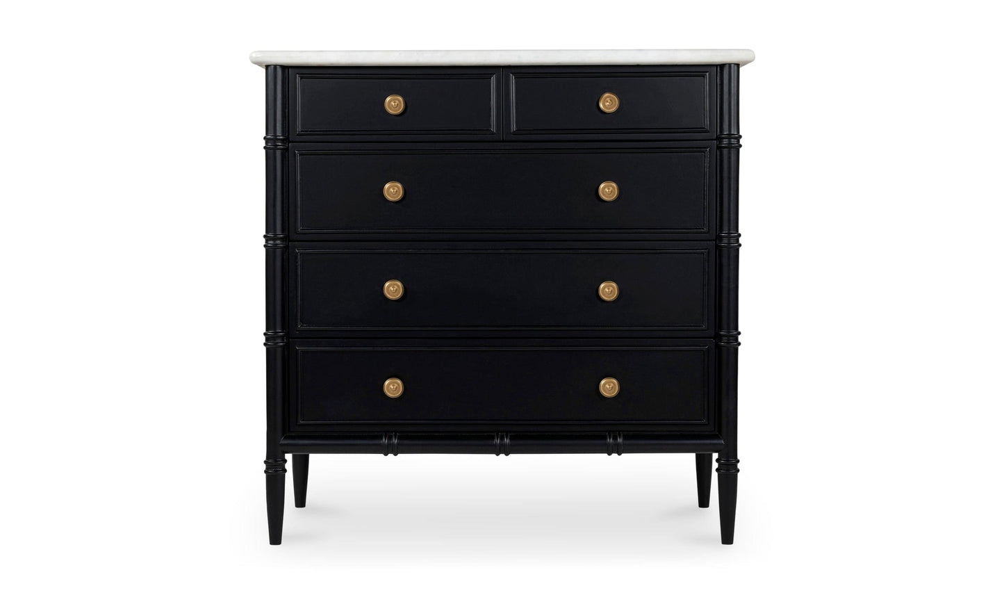 Moe's Home Collection Dressers Eleanor 5 Drawer Chest Black Eleanor 5 Drawer Chest Black