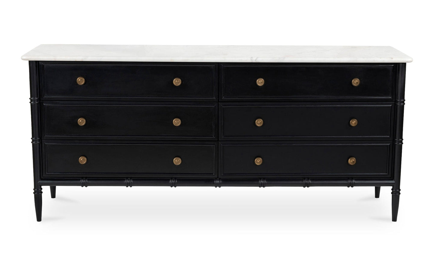Moe's Home Collection Dressers Eleanor 6 Drawer Dresser Black Eleanor 6 Drawer Dresser Black