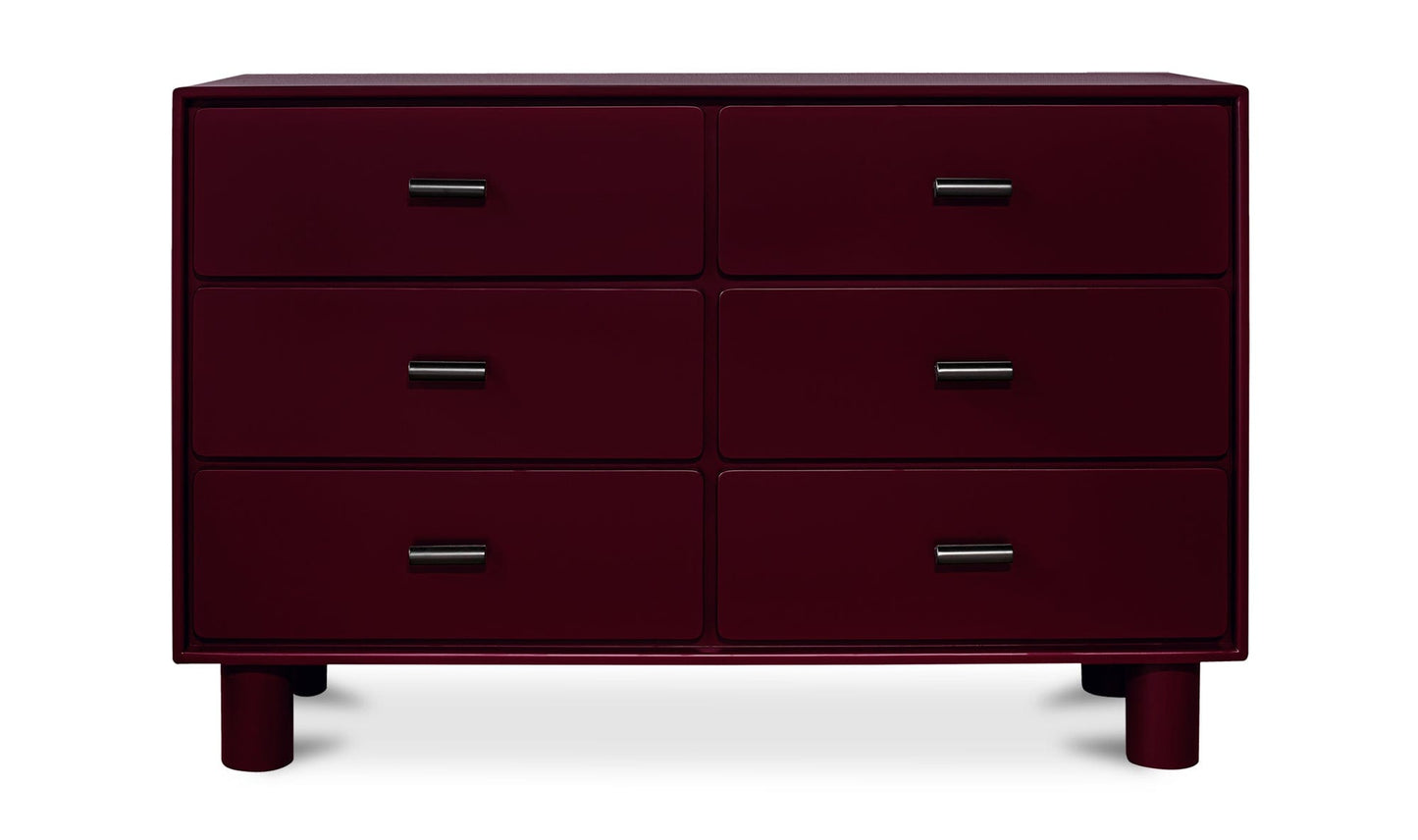 Moe's Home Collection Dressers Jolene 6 Drawer Dresser Deep Red Jolene 6 Drawer Dresser Deep Red
