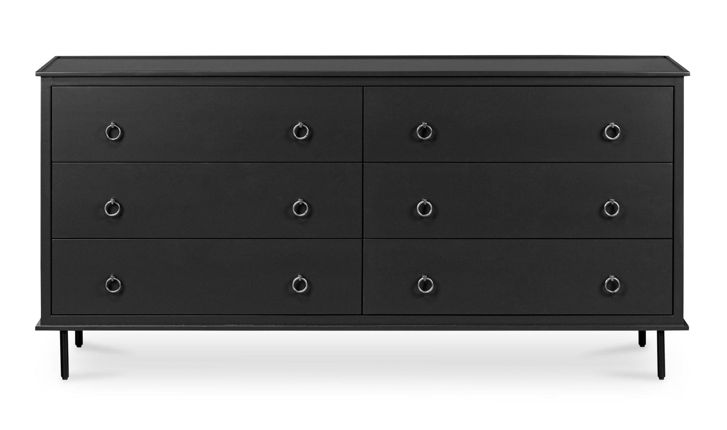 Moe's Home Collection Dressers Reagan 6 Drawer Dresser Black Reagan 6 Drawer Dresser Black