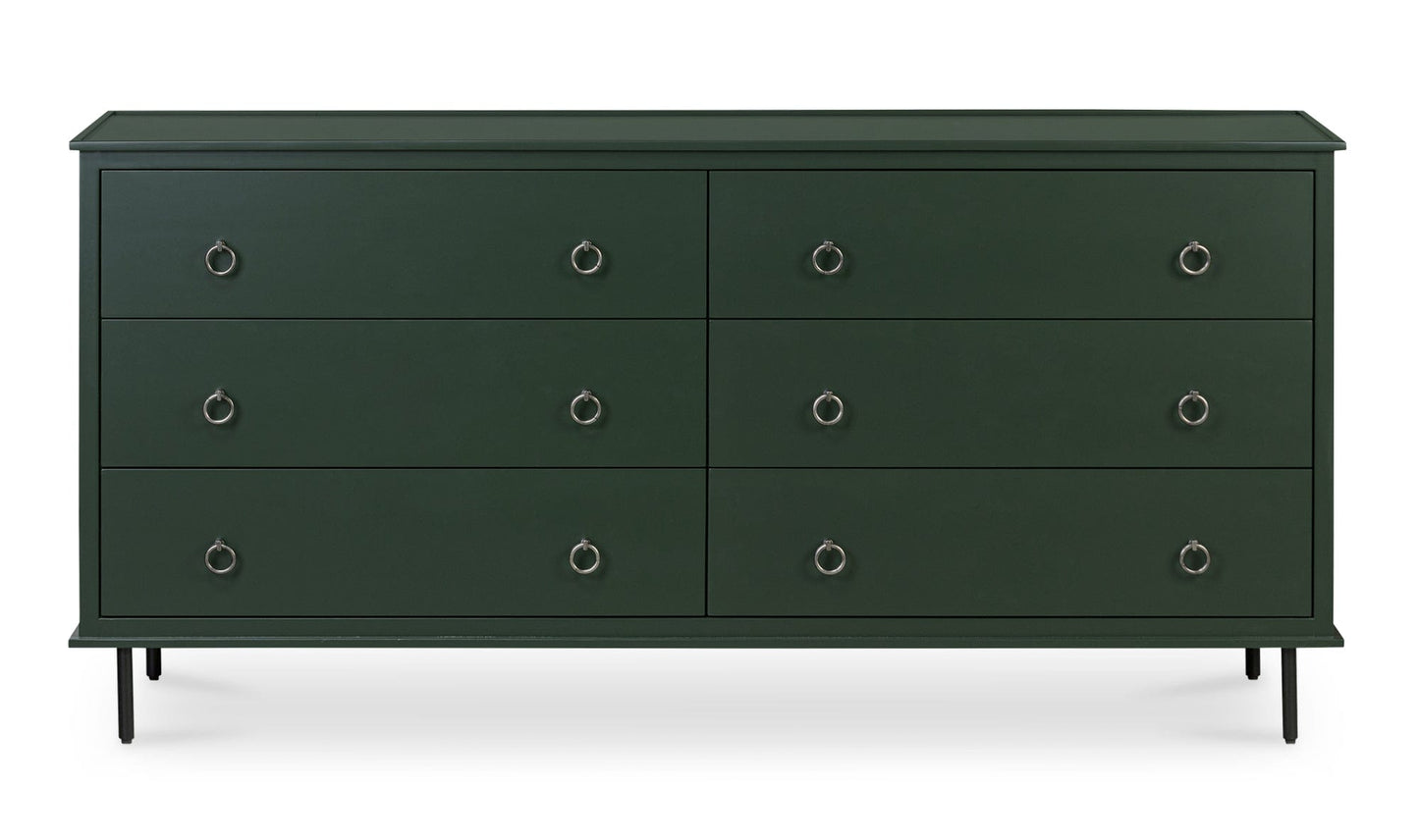 Moe's Home Collection Dressers Reagan 6 Drawer Dresser Deep Green Reagan 6 Drawer Dresser Deep Green