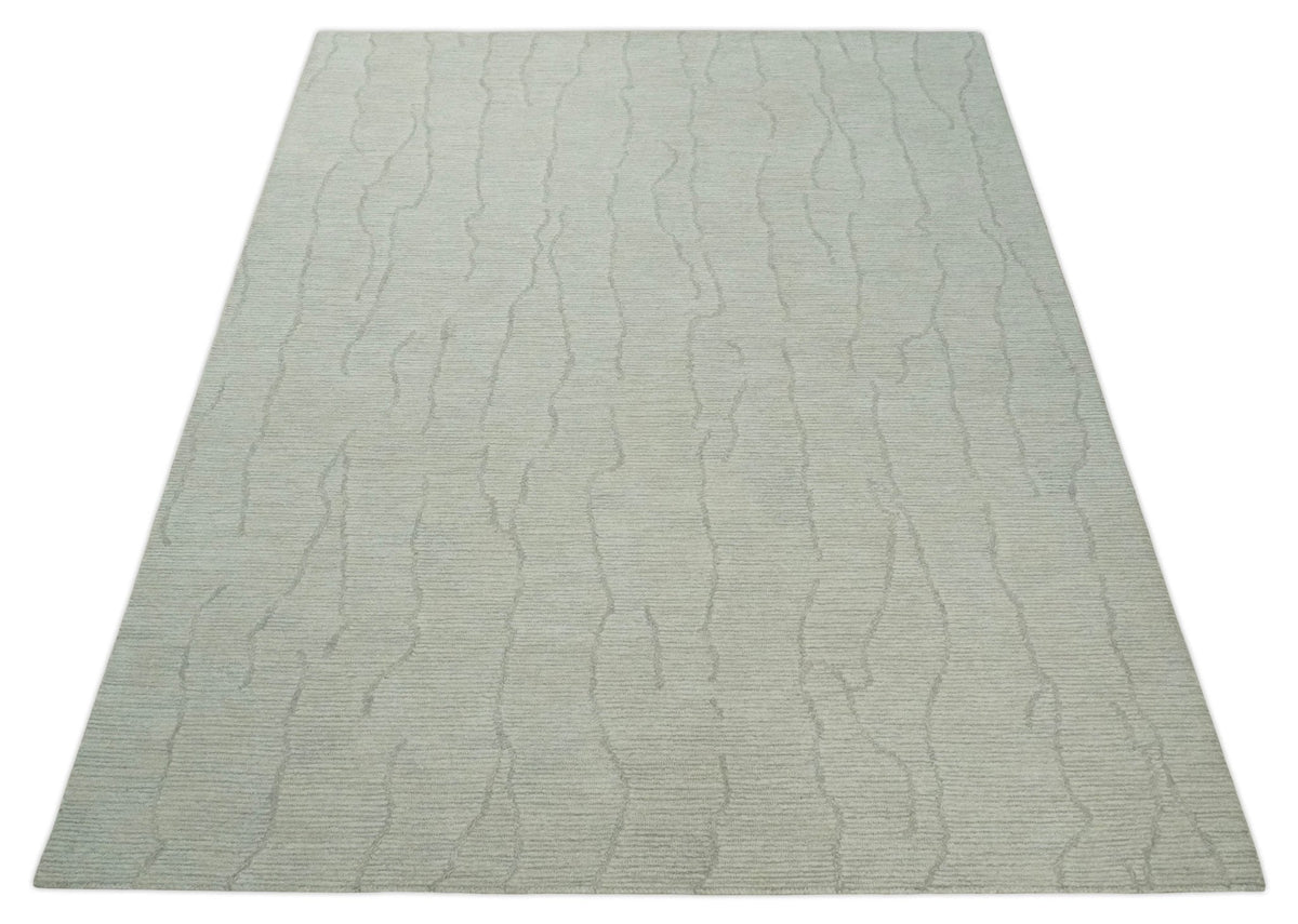 Earthy Neutral Custom Made Hand Tufted Multi Size Woolen Modern Ivory and Beige Area Rug.