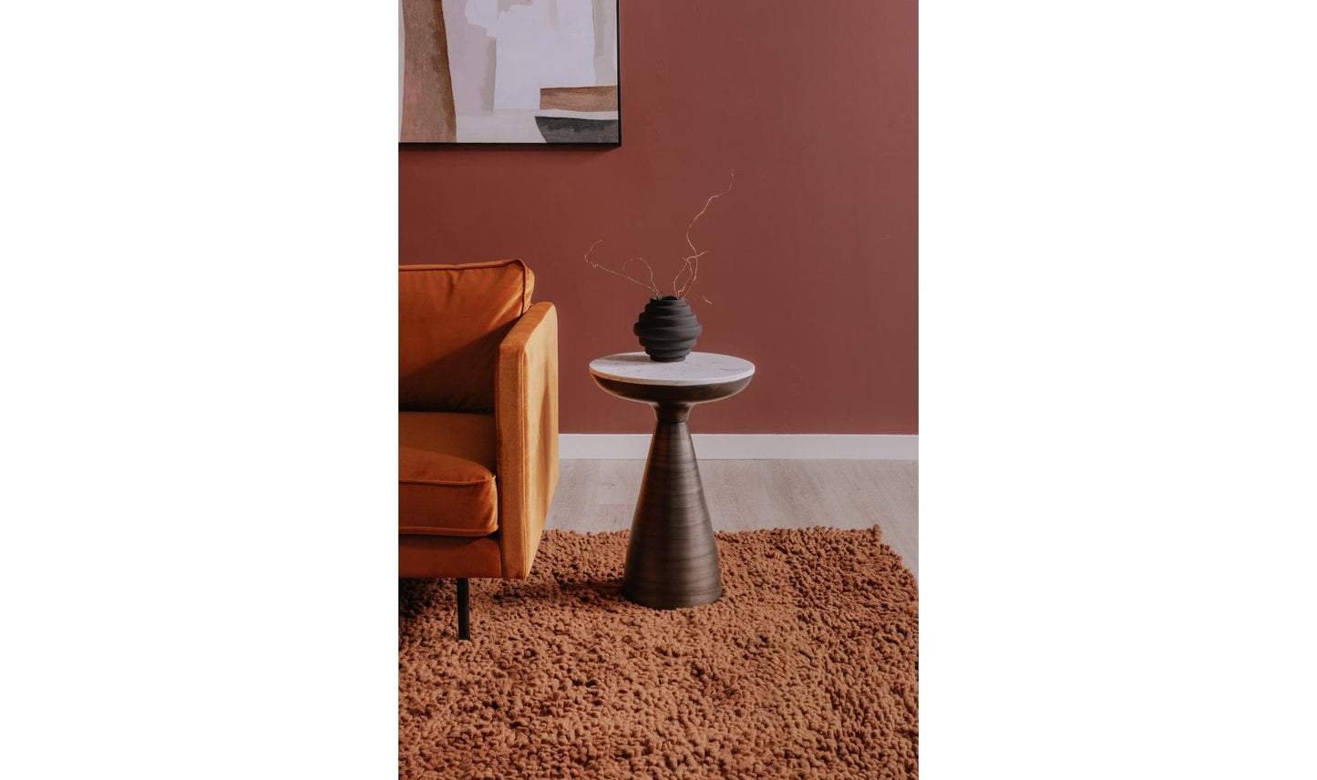 The Carpentry Shop Co. Font Side Table White Marble Font Side Table White Marble