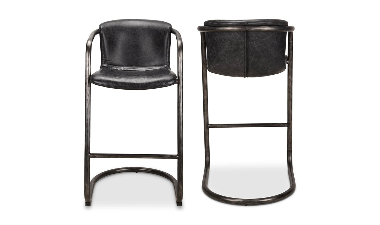 The Carpentry Shop Co. Freeman Barstool Onyx Black Leather-M2 Freeman Barstool Onyx Black Leather-M2
