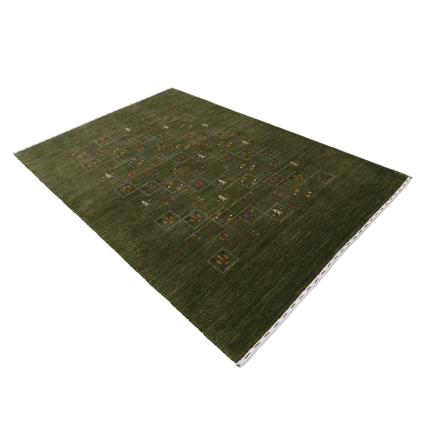 Green Tribal Design Hand Loomed Wool Area Rug
