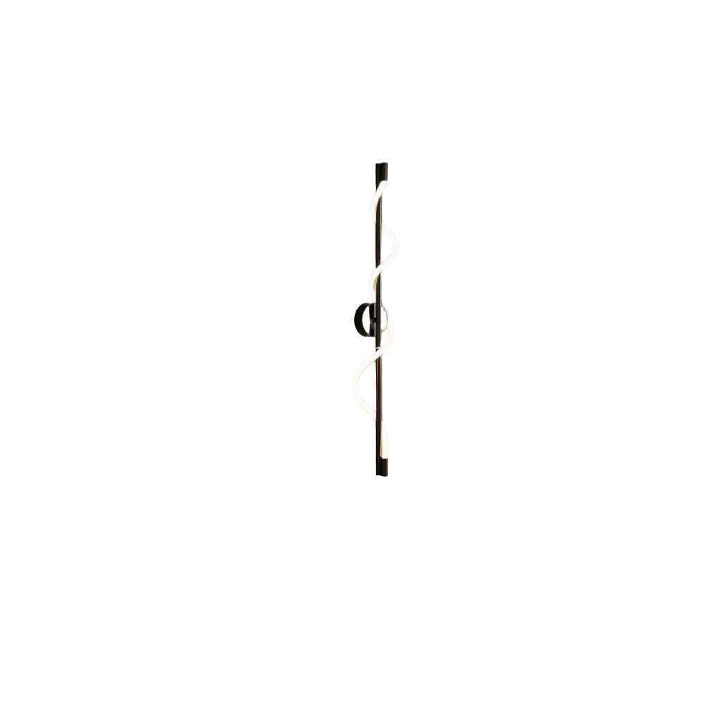 Modern wall-mounted light fixture on a white wall with a neutral color scheme.