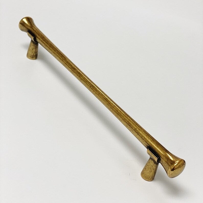 Hourglass "Tuscany" Drawer Pulls and Knobs in Antique Brass.