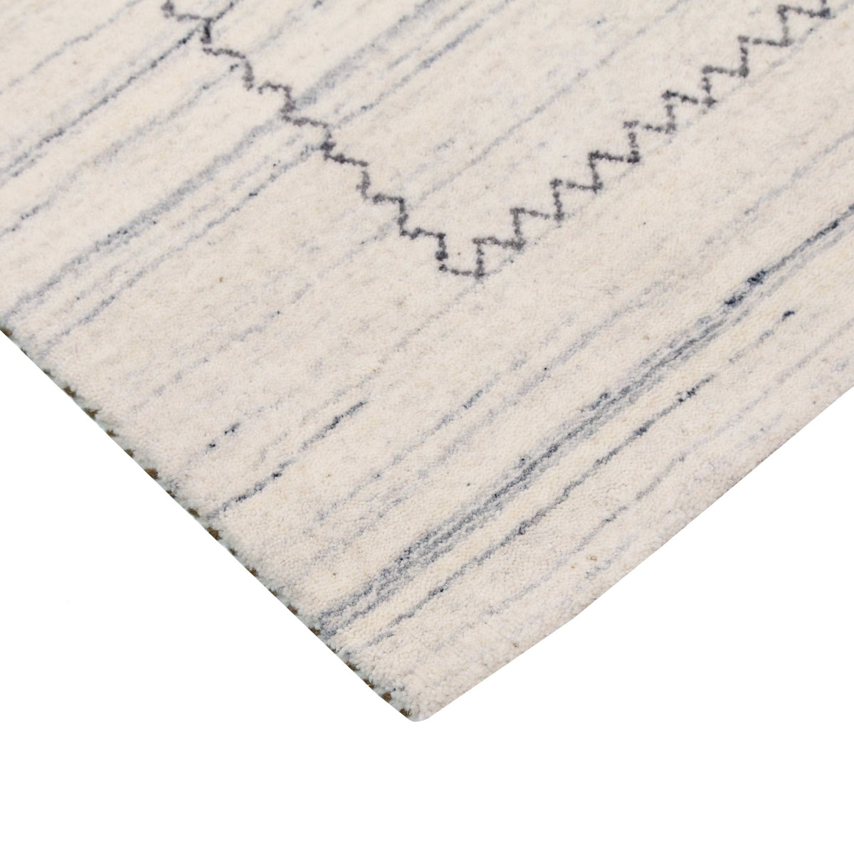 Ivory Modern Tribals Design Hand Loomed Wool Area Rug.