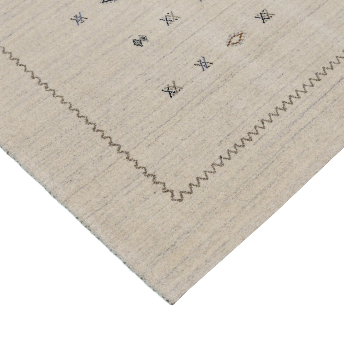 Modern Design Beige Hand Loomed Wool Area Rug.