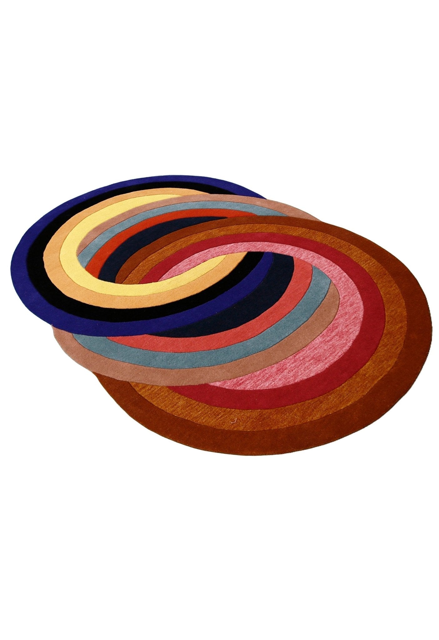 Modern Twin Rings Multicolor Hand Tufted 5x7 Wool Rug