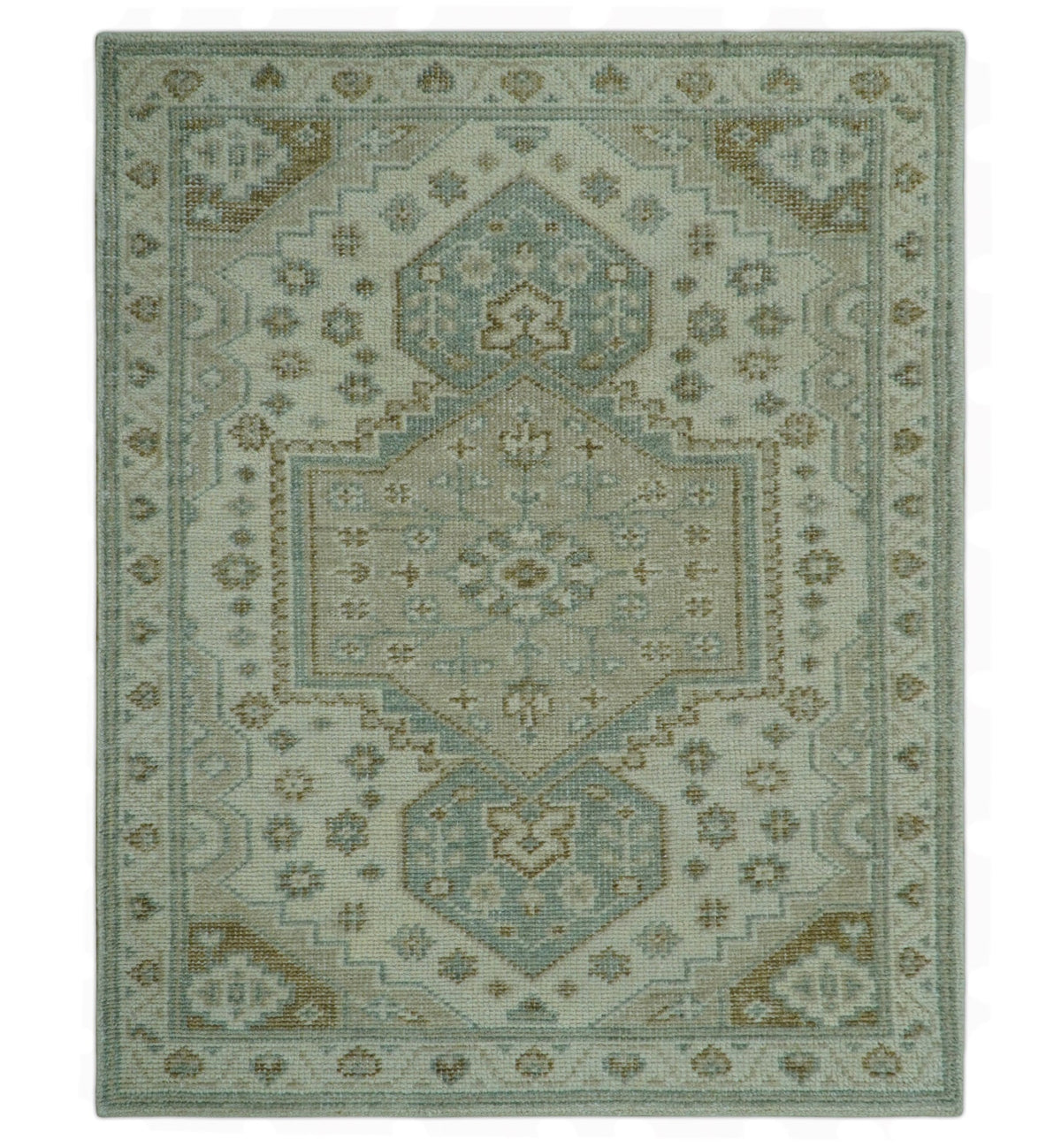 Neutral Ivory, Brown and Gray Hand knotted Traditional Multi Size wool Area Rug.