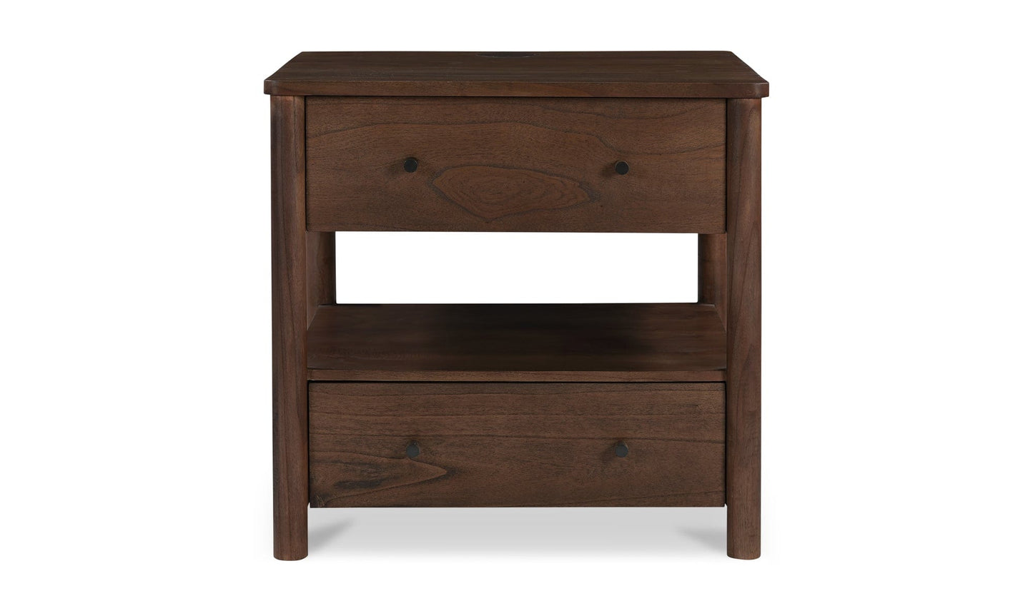Moe's Home Collection Nightstands Lottie Charging Nightstand Brown Lottie Charging Nightstand Brown