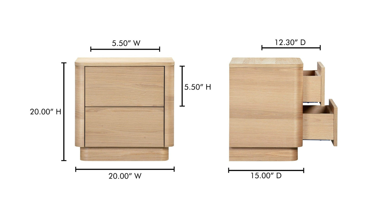 Moe's Home Collection Nightstands Round Off Tall Nightstand Natural Oak Large Round Off Tall Nightstand Natural Oak Large