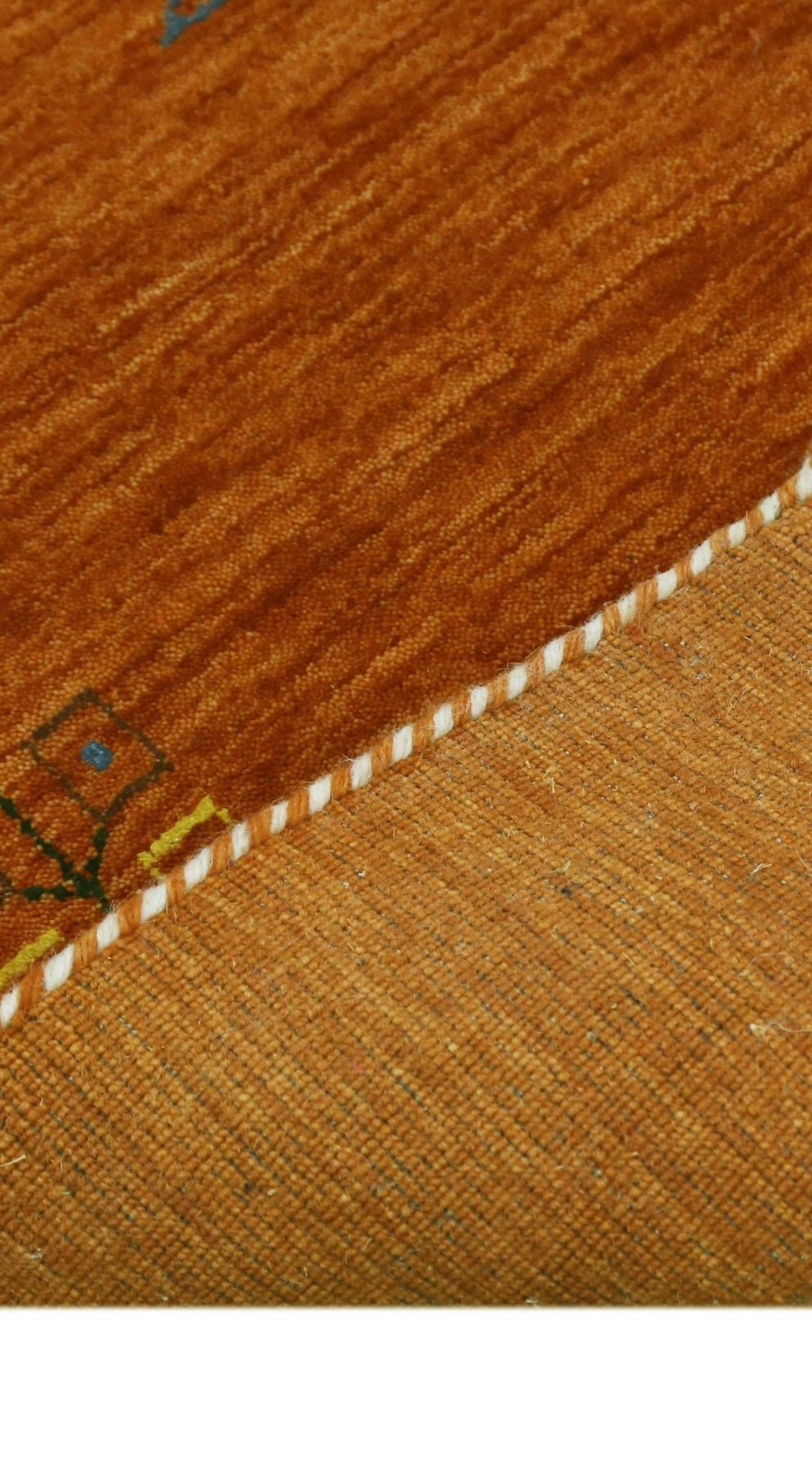 Orange Center Pattern Hand Loomed Wool Area Rug.