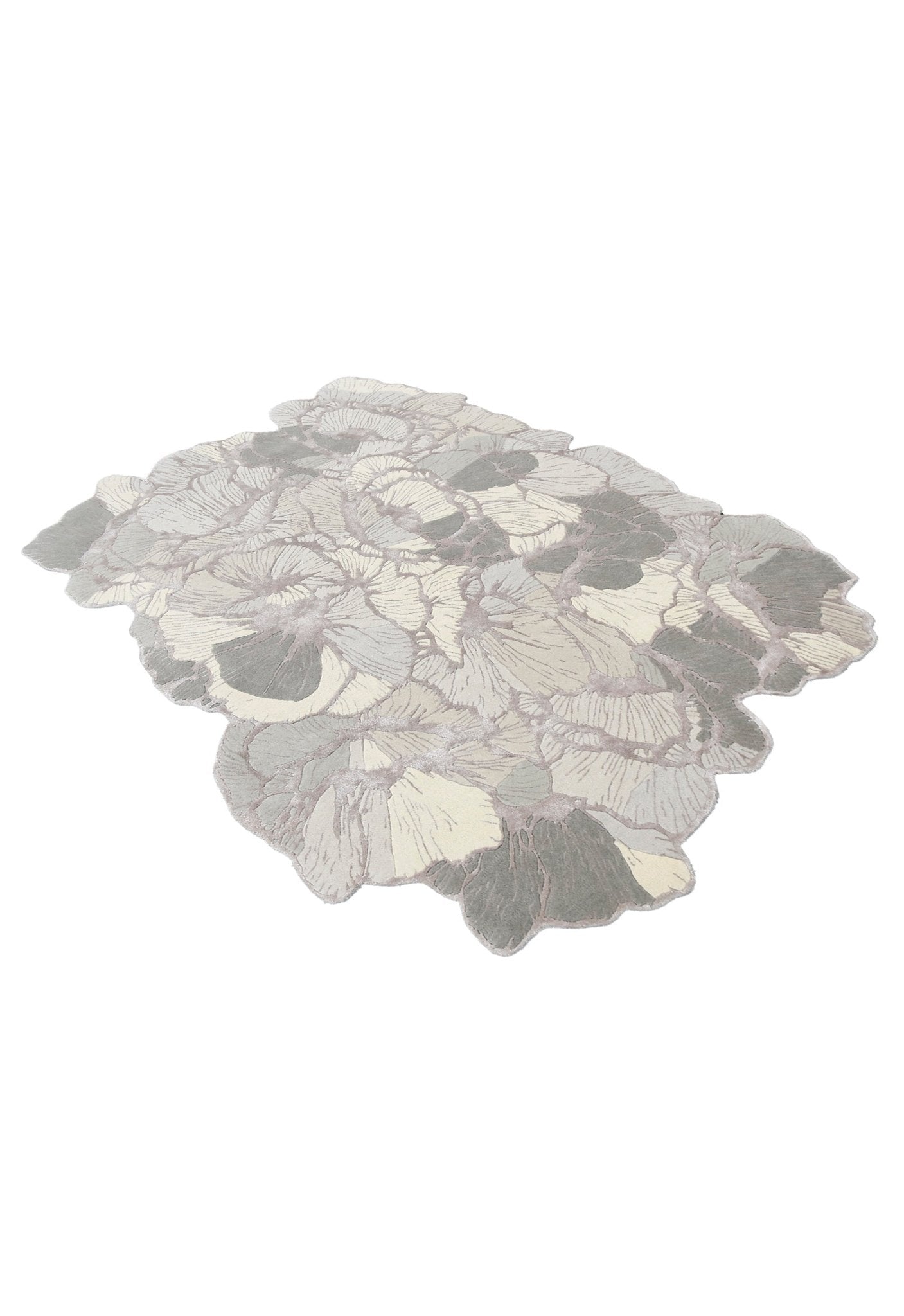 Petals Modern Gray Hand Tufted 5x7 Wool Area Rug