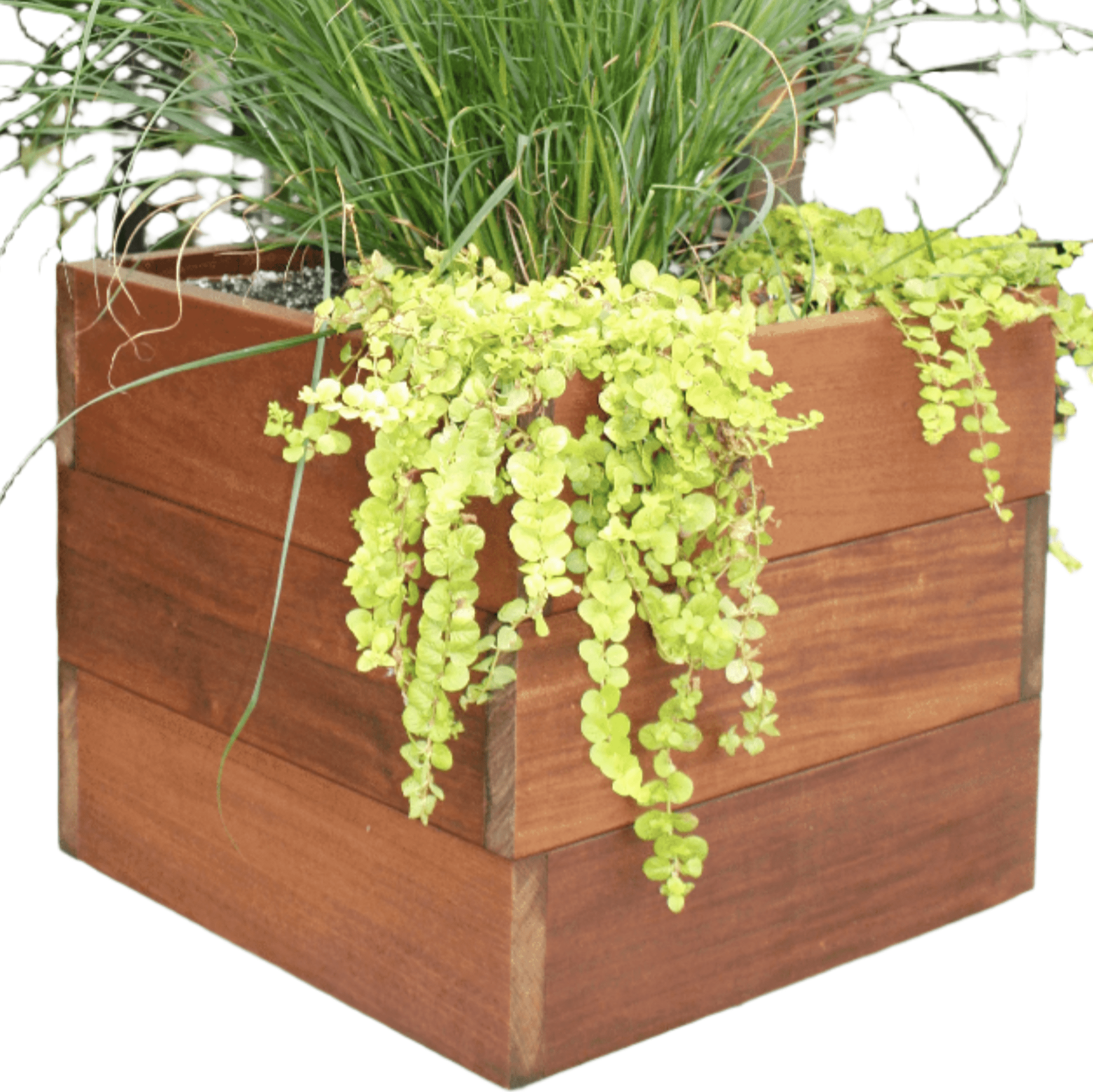 small wooden box planters 18" Cube Planters