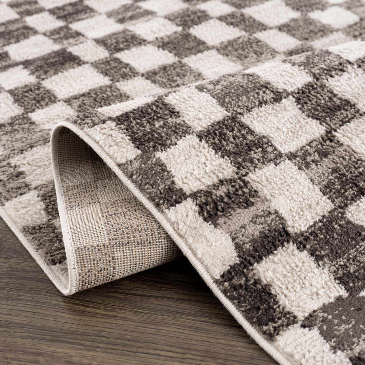 Benjy Cream & Charcoal Checkered Area Rug