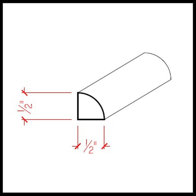 NewMouldings Quarter Half Round EWQR11 Quarter Round 1/2 inch Moulding Trim EWQR11 Quarter Round 1/2 inch Moulding Trim