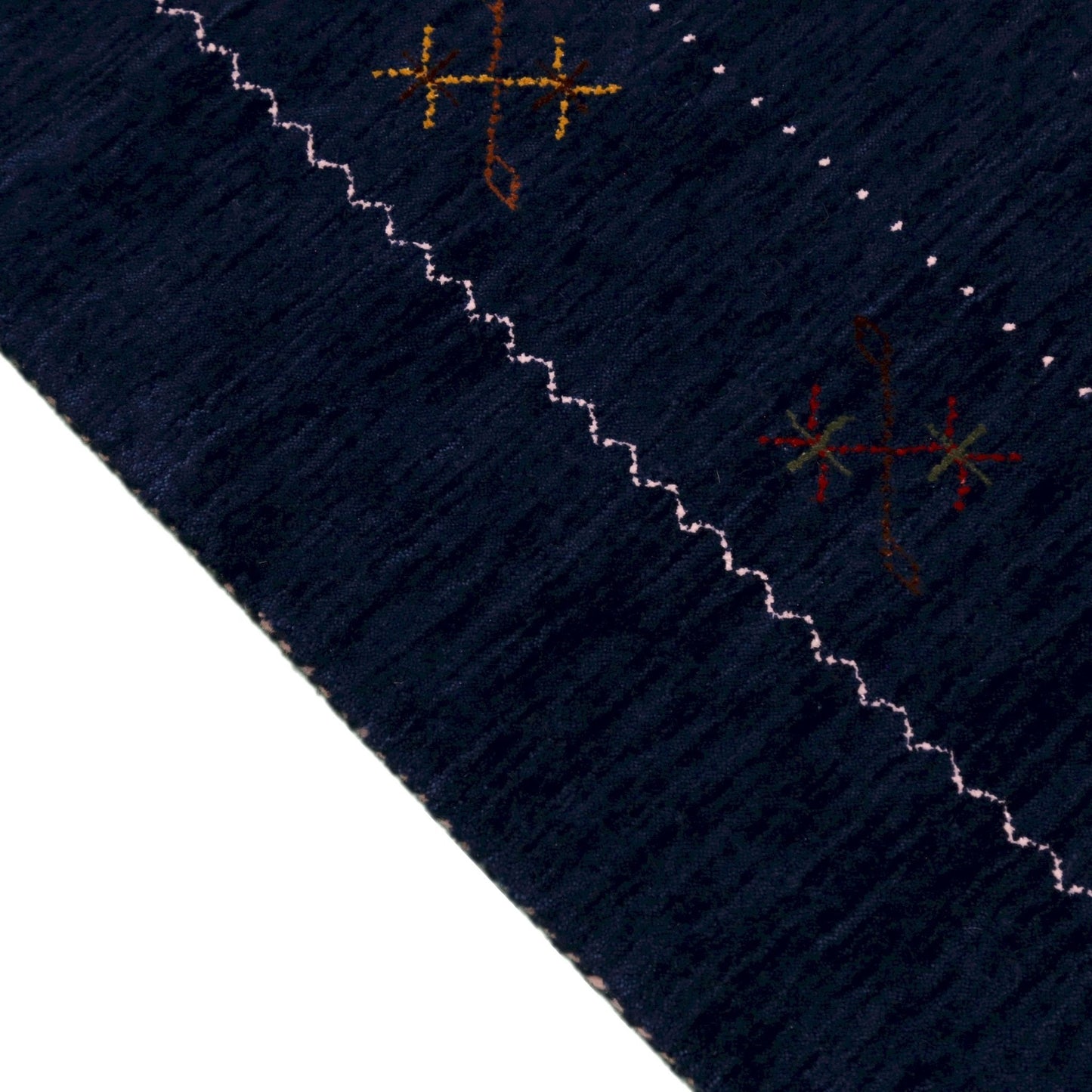 Blue Tribal Border Design Hand Loomed Wool Area Rug