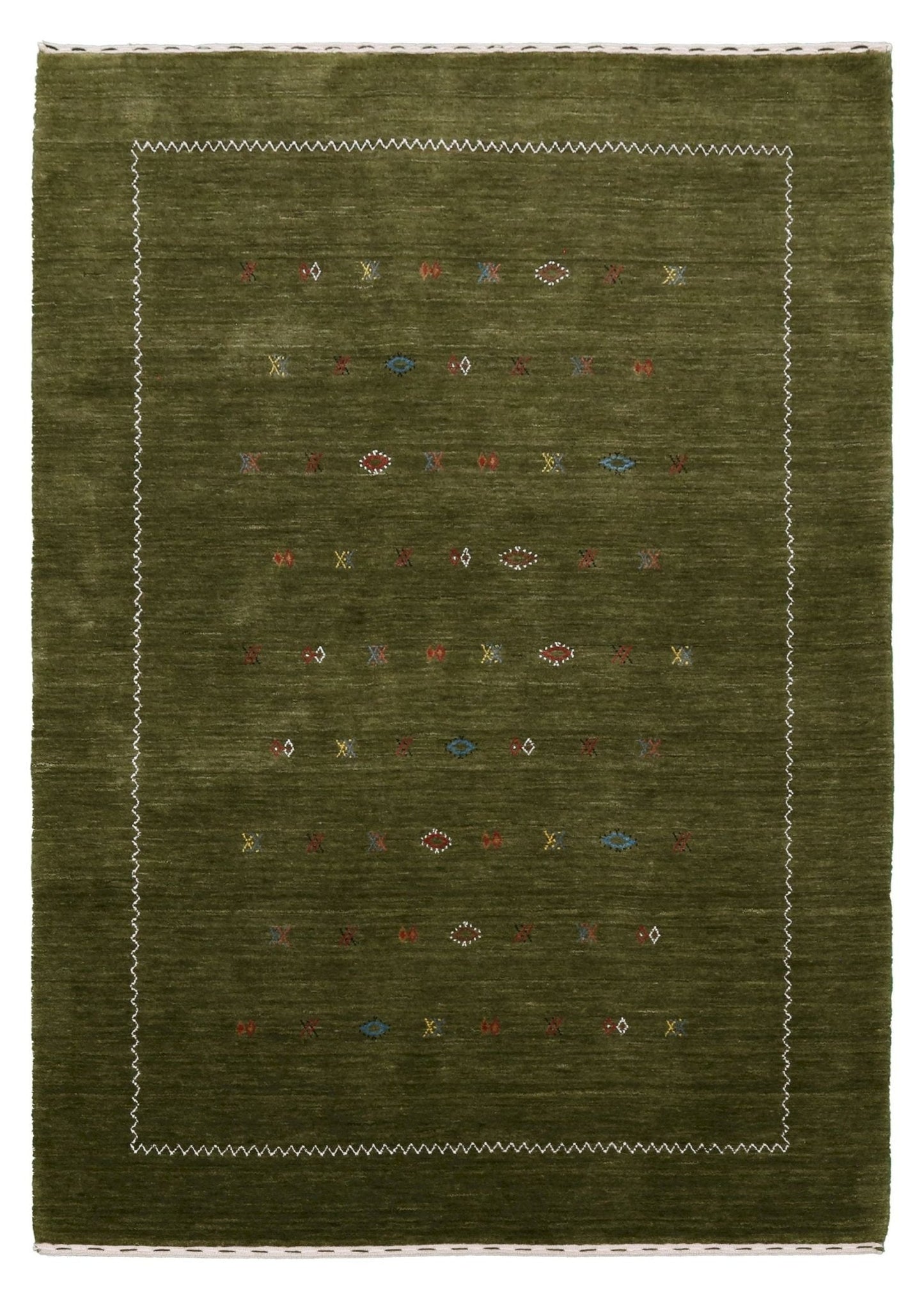 Green Modern Design Hand Loomed Wool Area Rug.