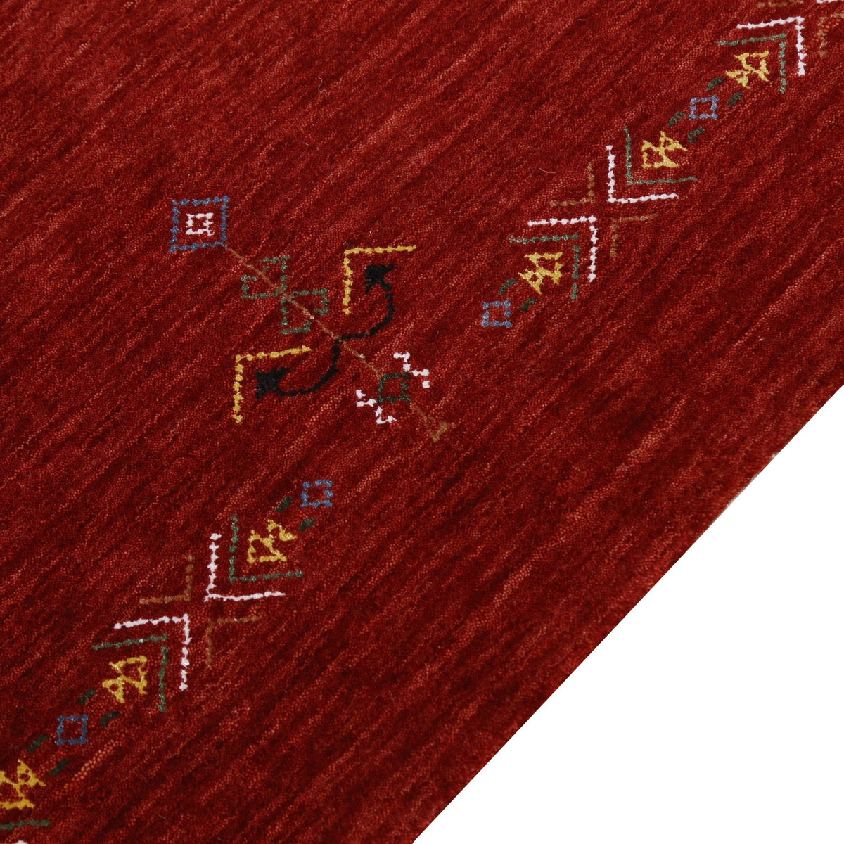 Red Center Medallion Tribal Design Hand Loomed Wool Area Rug.