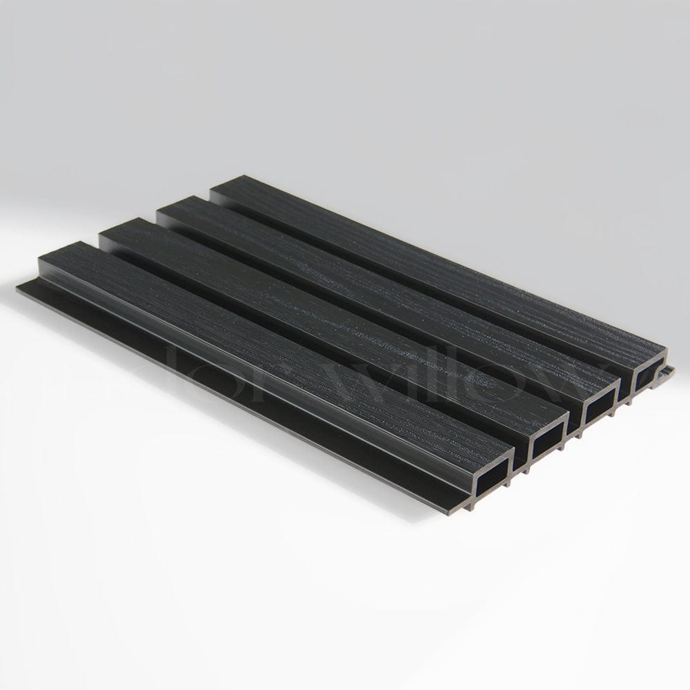 andor willow Sample Black Charcoal Exterior Wood-Look Composite Slat Panel Samples Exterior Wood-Look Composite Slat Panel Samples