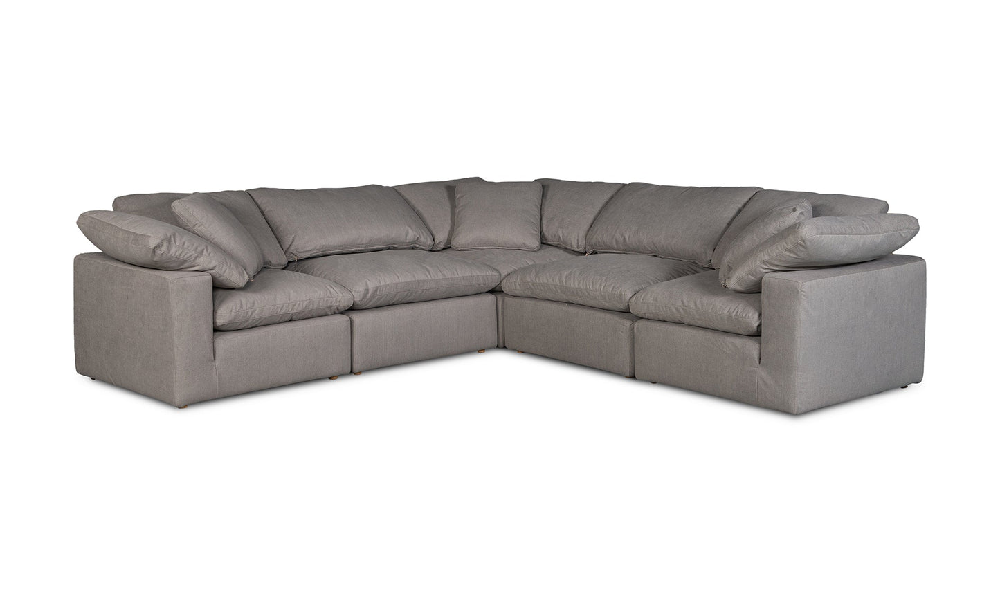 Moe's Home Collection Sofas Clay Classic L-Shaped Modular Sectional Light Grey Clay Classic L-Shaped Modular Sectional Light Grey