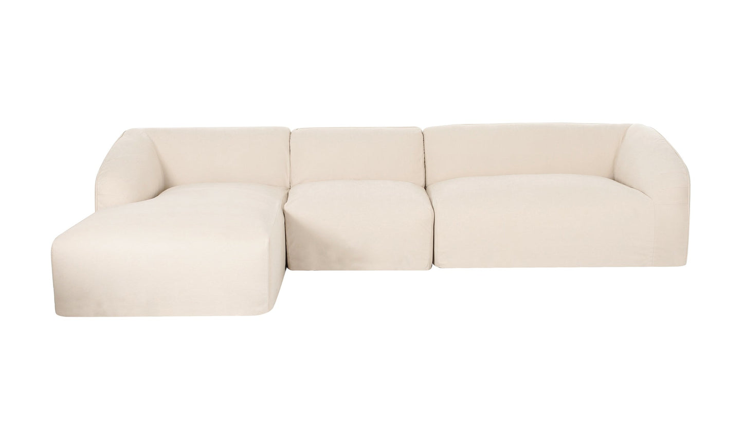 Moe's Home Collection Sofas Isla Lounge 3 Piece Modular Sectional Left Beige Isla Lounge 3 Piece Modular Sectional Left Beige