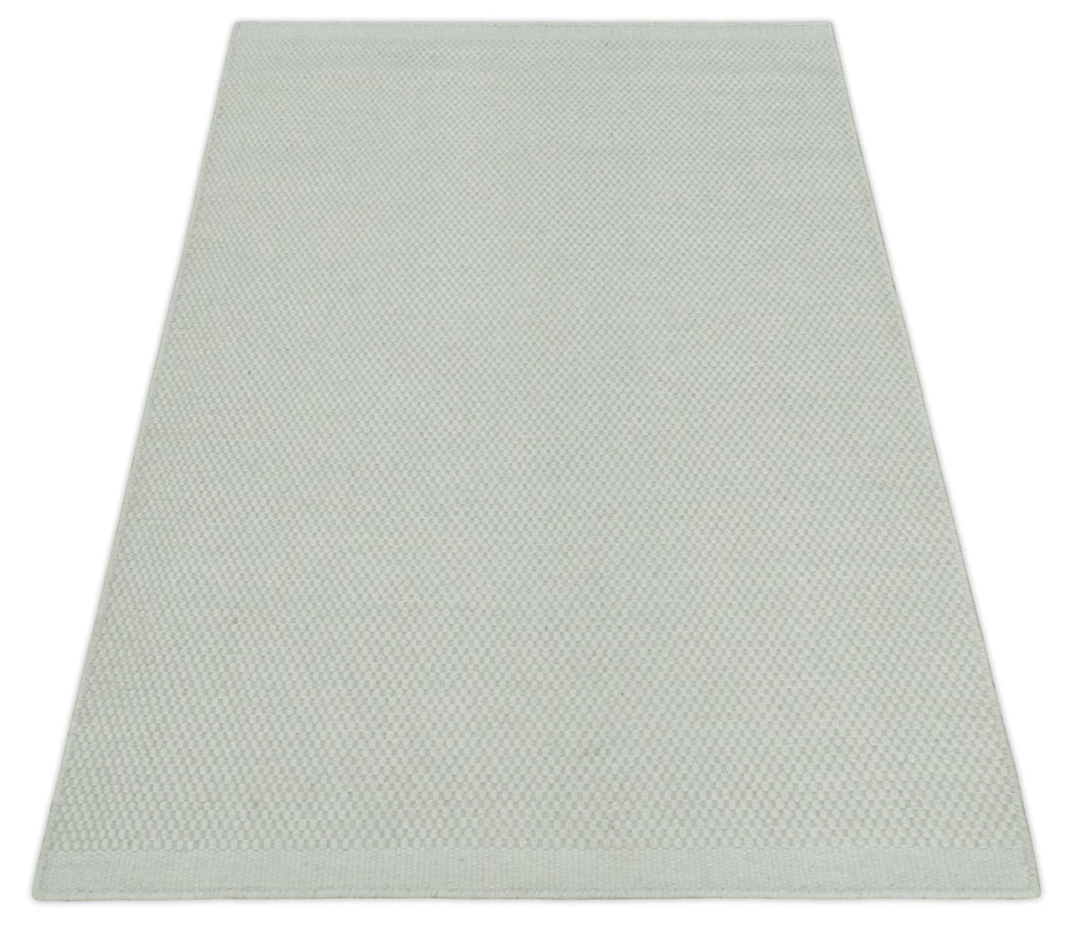 Modern Solid Ivory Hand made Dari Area Wool Rug.