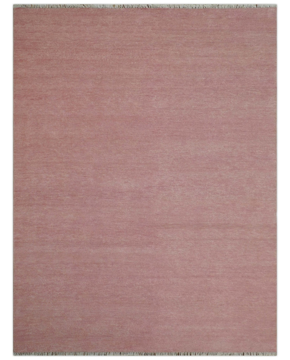 Solid Pink Custom Made Modern Contemporary Hand knotted wool Area Rug.