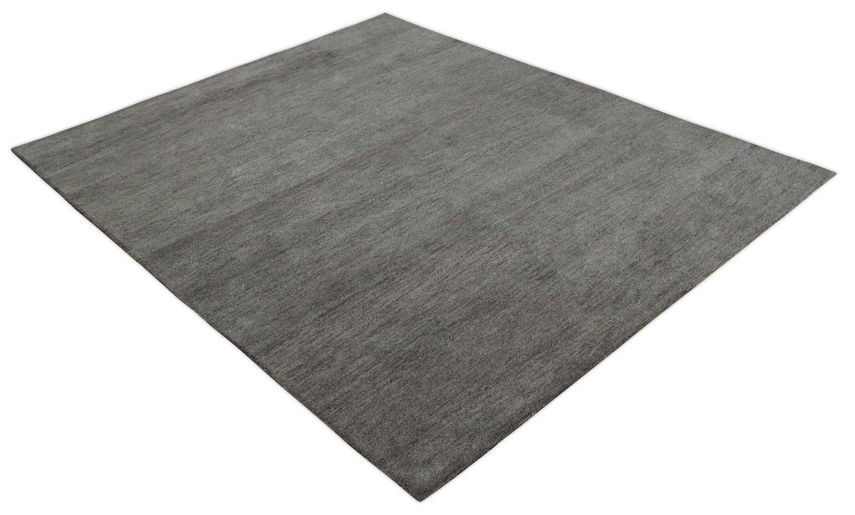 Solid Charcoal Woolen Hand Tufted contemporary area Rug.