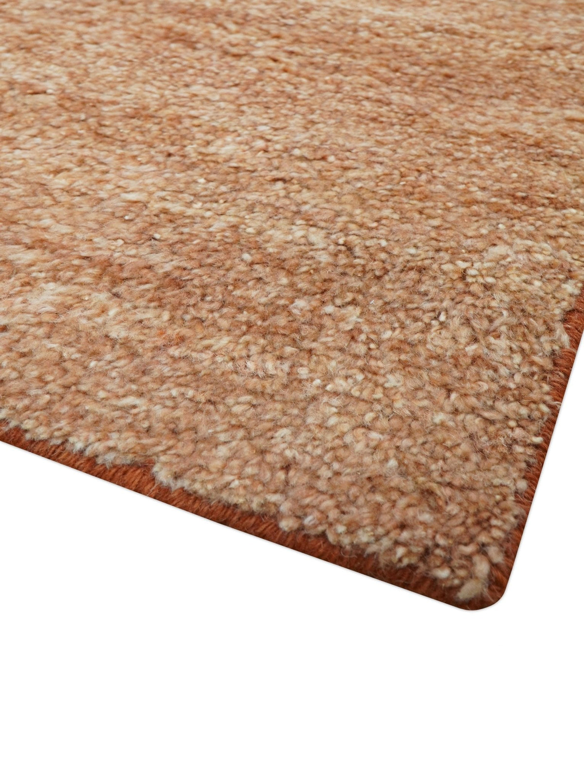 Solid Rust Hand knotted Contemporary Custom Made wool Area Rug.