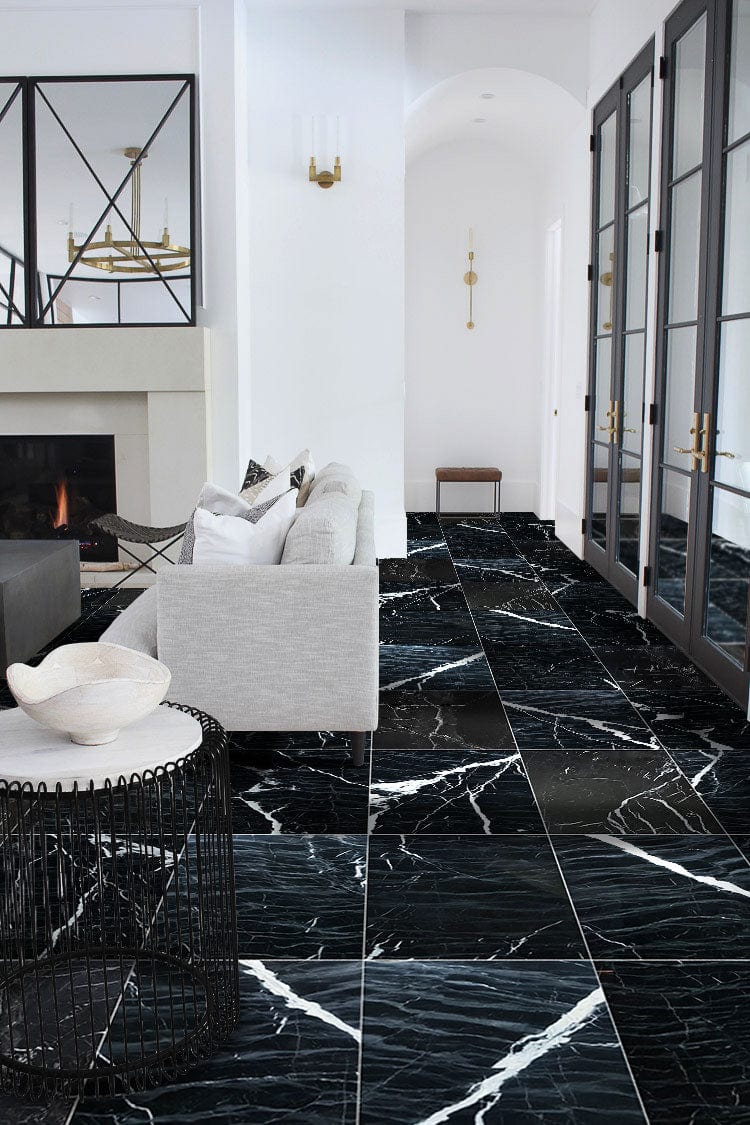 Villohome | Online Flooring Shop Special Order Marble Tiles Marble / Polished / 32"x32"x1/2" Alexandrette Black Marble Polished Floor and Wall Tile - Large Format - Livfloors Collection Alexandrette Black Marble Polished Floor and Wall Tile - Large Format - Livfloors Collection
