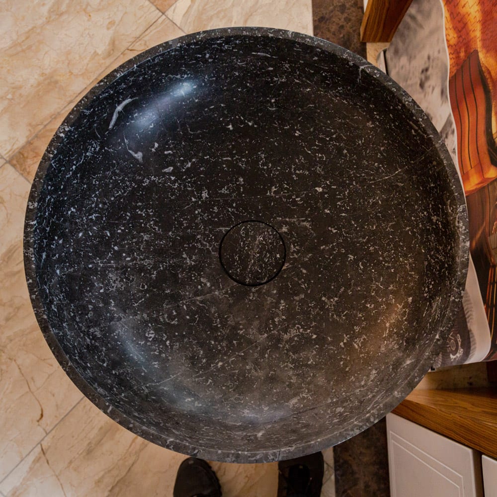 Villohome | Online Flooring Shop Stone Sinks Natural Stone Black Marble Stand-alone Pedestal Sink Polished (D)20" (H)33.5" Natural Stone Black Marble Stand-alone Pedestal Sink Polished (D)20" (H)33.5"