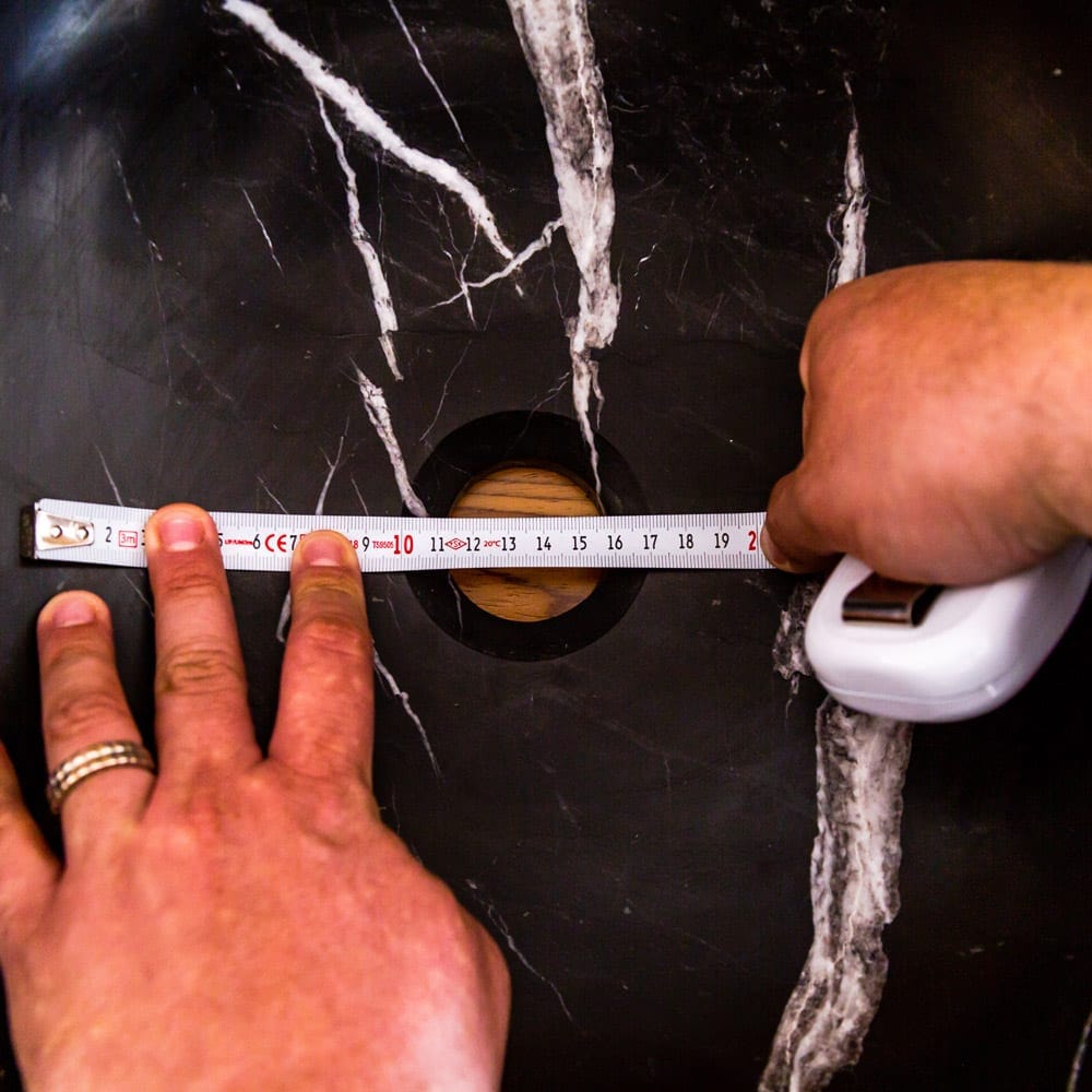 Villohome | Online Flooring Shop Stone Sinks Natural Stone Toros Black Marble Above Vanity Bathroom Sink (D)16" (H)6" Natural Stone Toros Black Marble Above Vanity Bathroom Sink (D)16" (H)6"