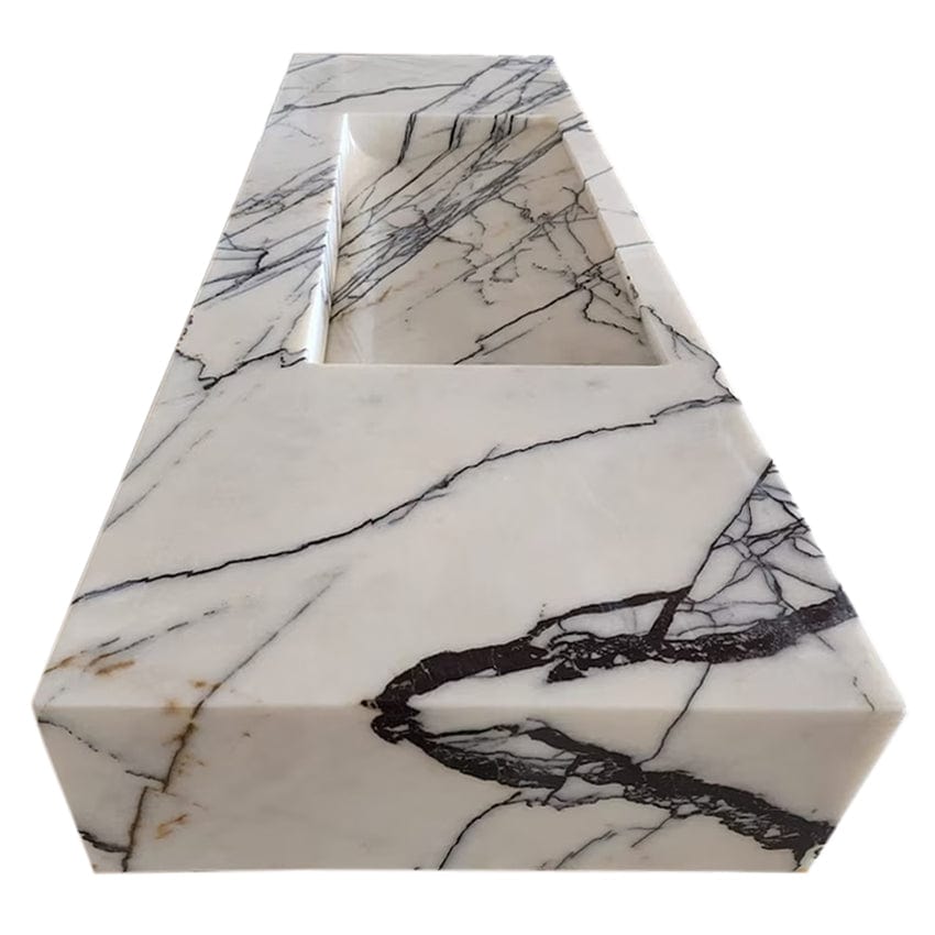 Villohome | Online Flooring Shop Stone Sinks New York Marble Wall-mount Bathroom Sink Hidden Drain Polished (W)16" (W)43" (H)6" New York Marble Wall-mount Bathroom Sink Hidden Drain Polished (W)16" (W)43" (H)6"