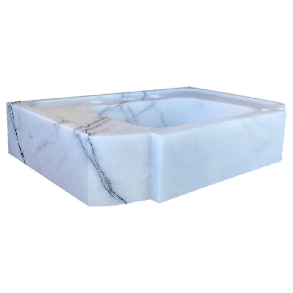 Villohome | Online Flooring Shop Stone Sinks New York White Marble Wall-mount Bathroom Sink Polished (W)18" (L)28" (H)6" New York White Marble Wall-mount Bathroom Sink Polished (W)18" (L)28" (H)6"