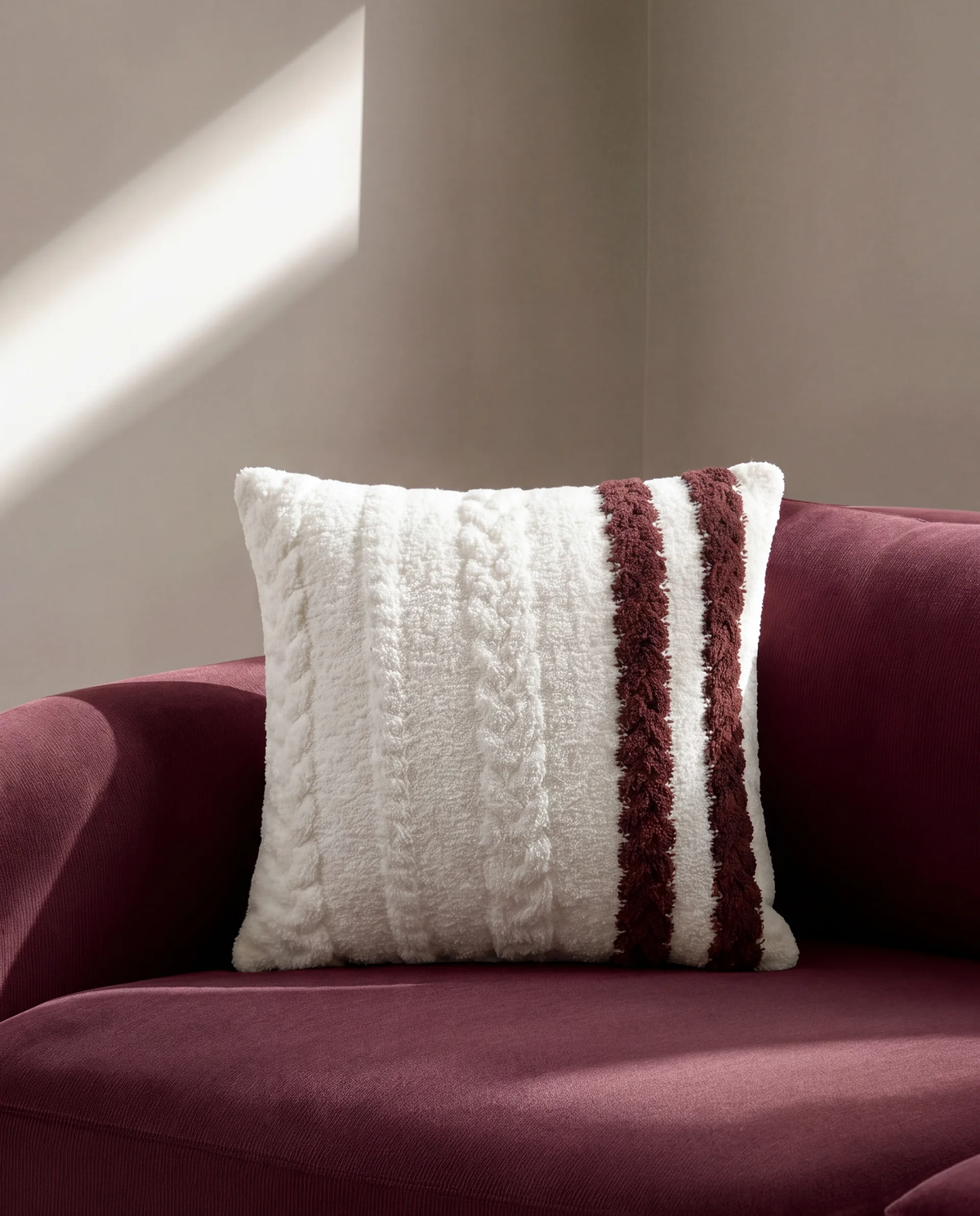 Snug Braided Two-Stripes Throw Pillow.