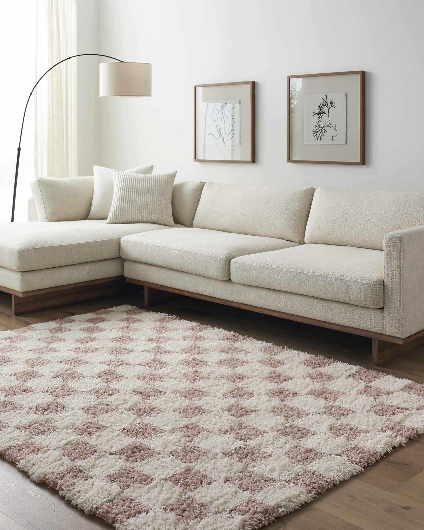 Atira Pink Checkered Area Rug.