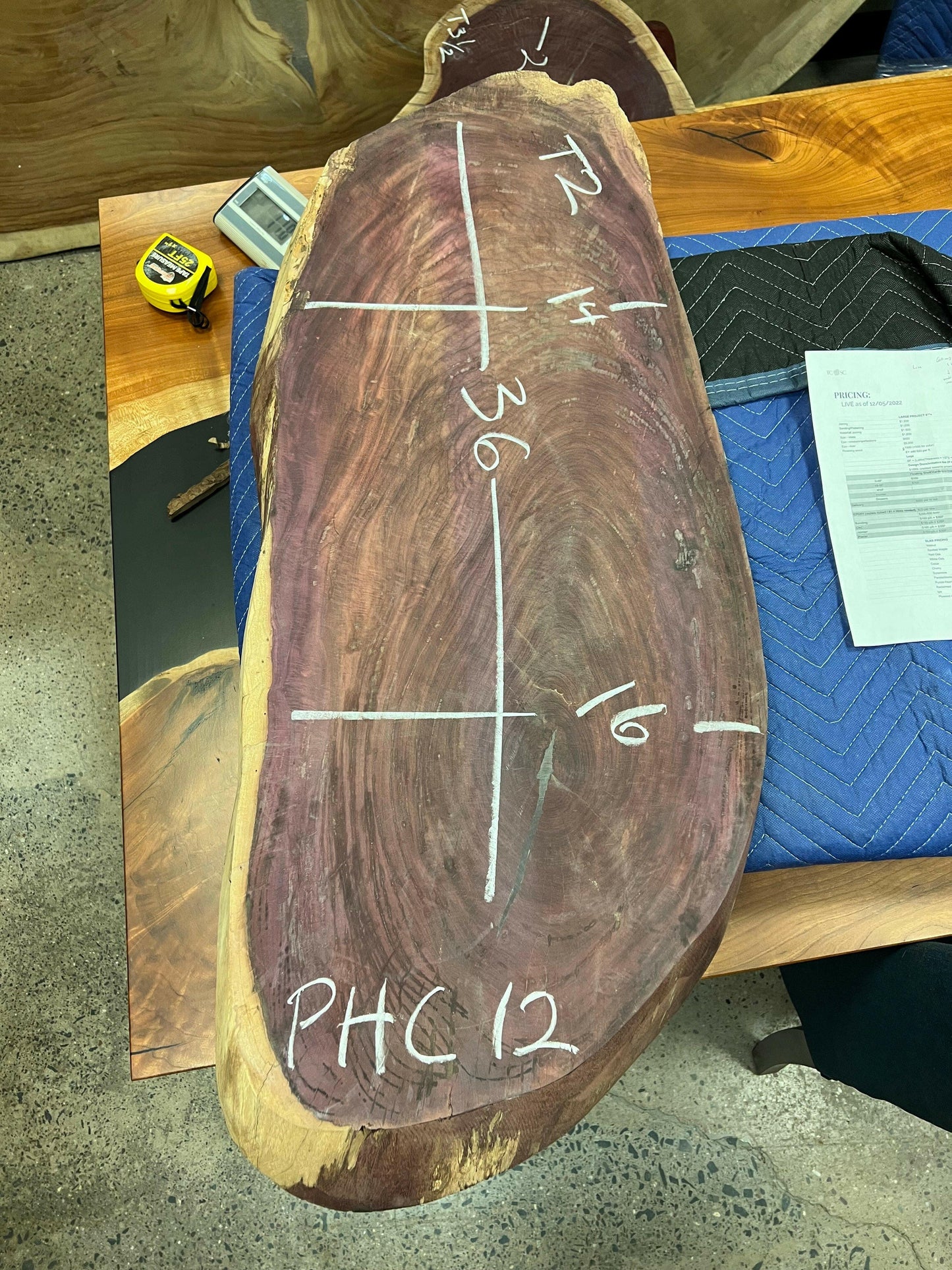 The Carpentry Shop Co. Carpentry & Woodworking 2" Thick Purple Heart Cross Cut Slab