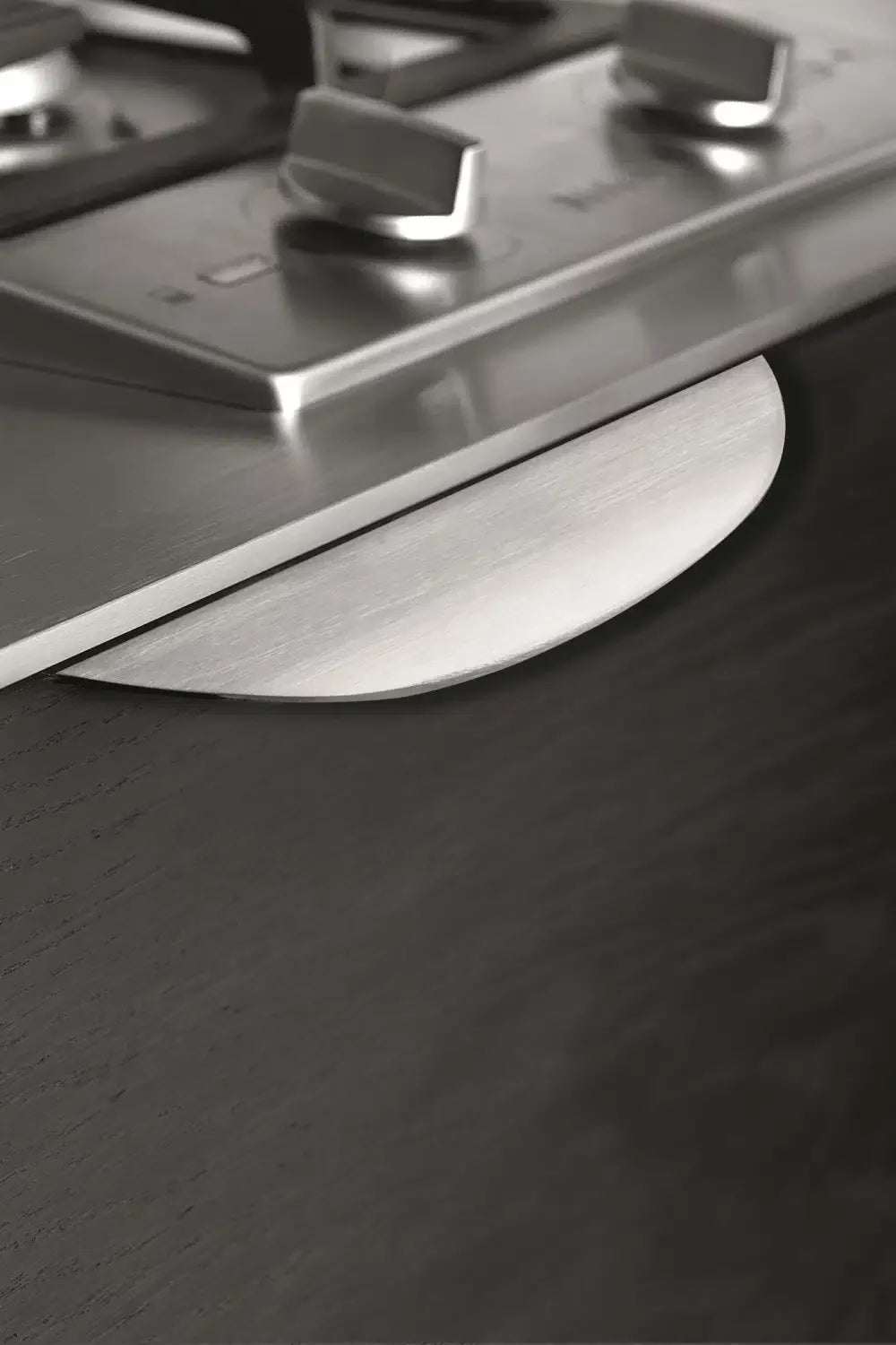 Edge Satin Steel "Bow" Drawer Pulls.
