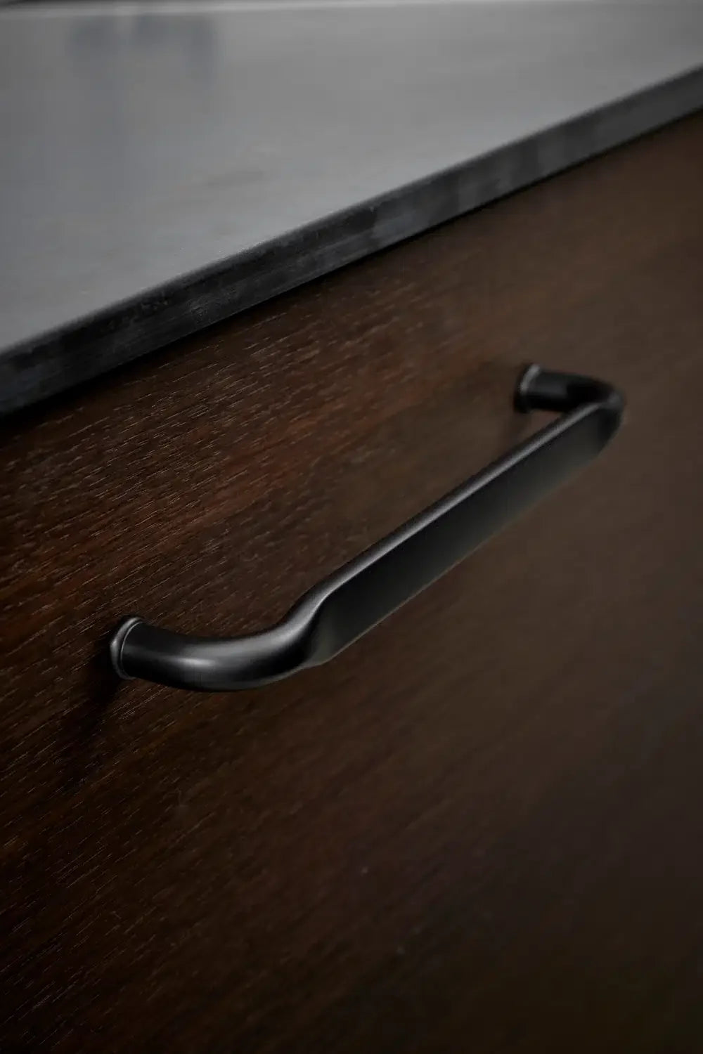 Matte Black "Gate" Knob and Drawer Pull.